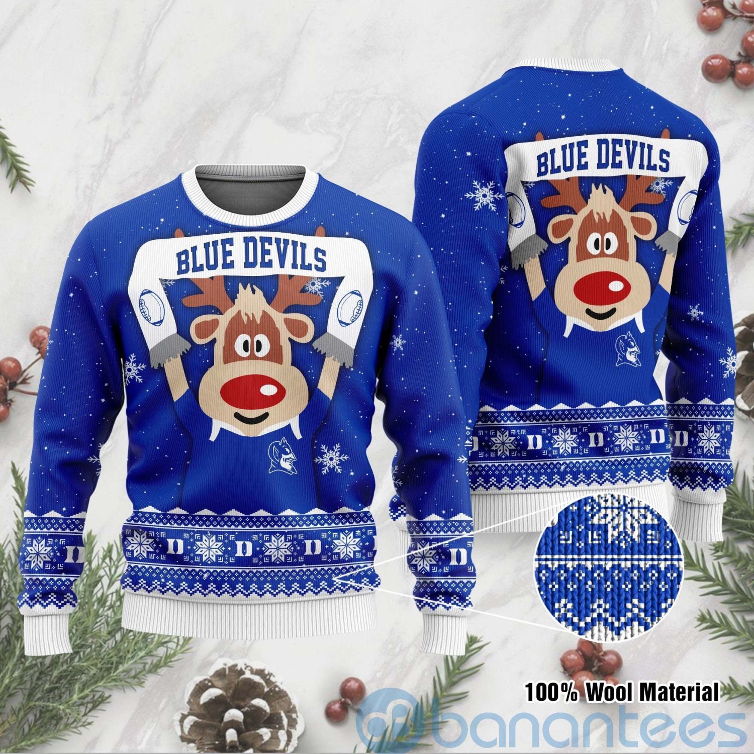 Reindeer Duke Blue Devils Funny Ugly Christmas 3D Sweater