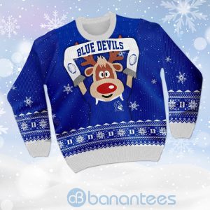 Reindeer Duke Blue Devils Funny Ugly Christmas 3D Sweater Product Photo