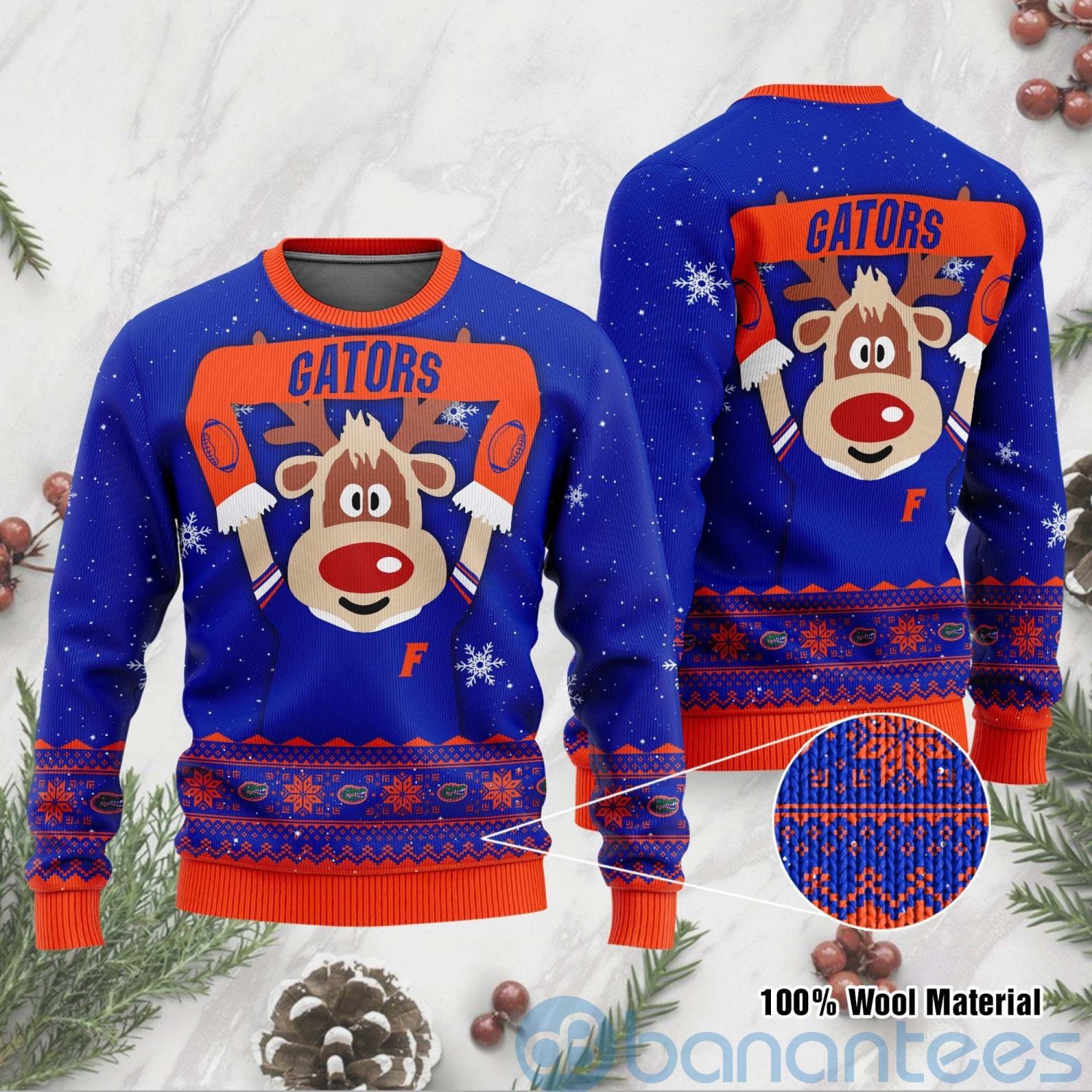 Reindeer Florida Gators Funny Ugly Christmas 3D Sweater