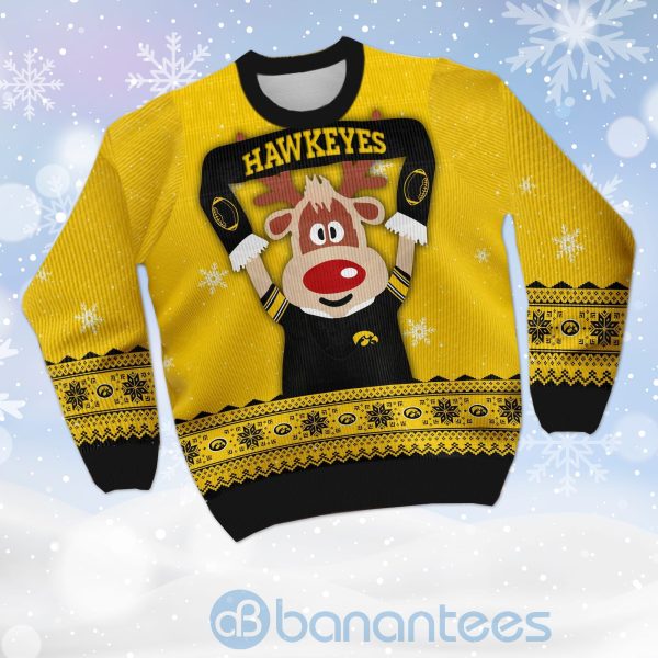 Reindeer Iowa Hawkeyes Funny Ugly Christmas 3D Sweater Product Photo