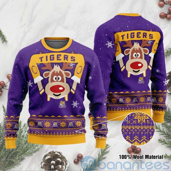 Reindeer LSU Tigers Funny Ugly Christmas 3D Sweater Product Photo