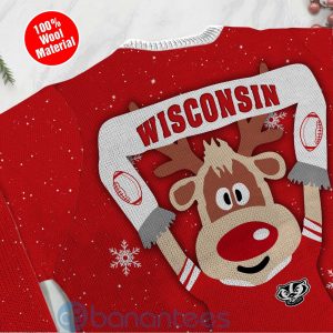 Reindeer Wisconsin Badgers Funny Ugly Christmas 3D Sweater Product Photo