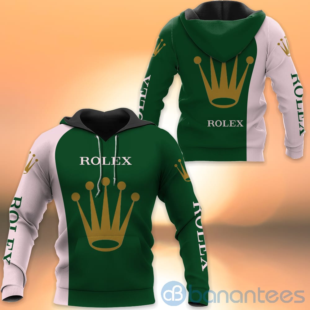 Rolex Green And Light Pink All Over Printed Hoodies Zip Hoodies