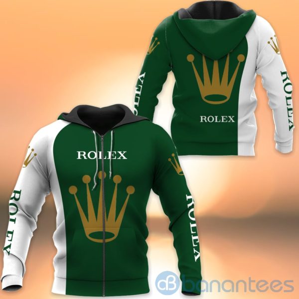 Rolex Green And White All Over Printed Hoodies Zip Hoodies Product Photo