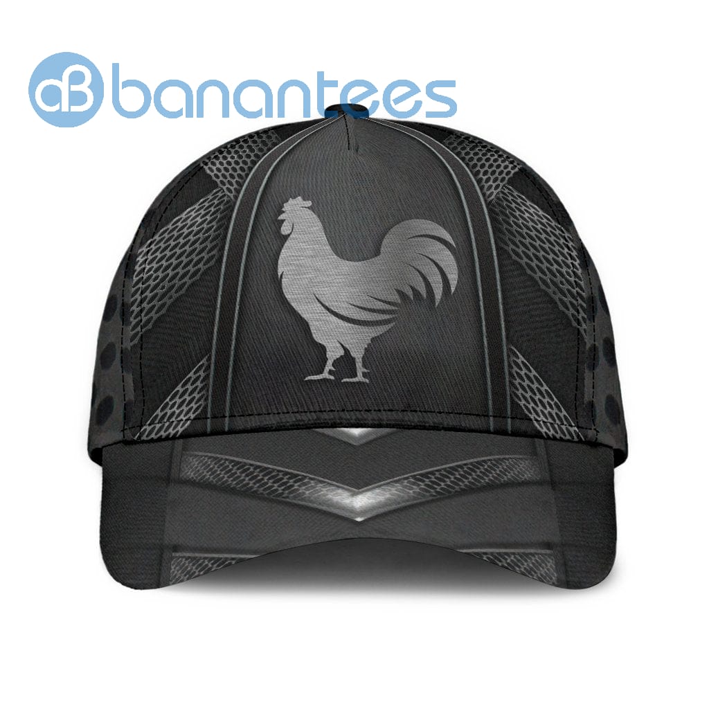 Rooster Black And Metalic Printed 3D Cap