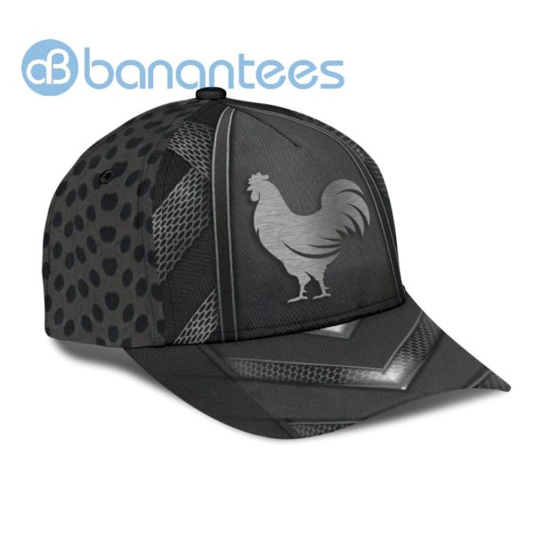 Rooster Black And Metalic Printed 3D Cap Product Photo