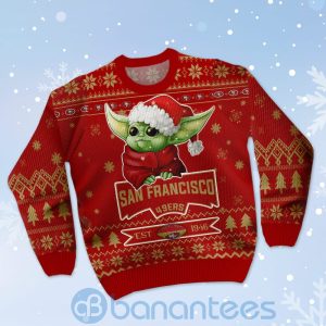 San Francisco 49ers Cute Baby Yoda Grogu Ugly Christmas 3D Sweater Product Photo