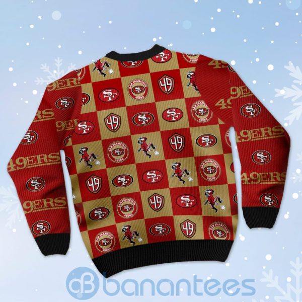 San Francisco 49ers Logo Checkered Flannel Design Ugly Christmas 3D Sweater Product Photo