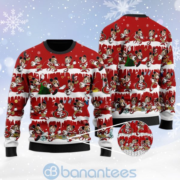 San Francisco 49ers Mickey American Football Ugly Christmas 3D Sweater Product Photo