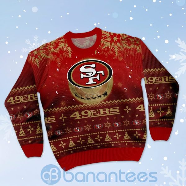 San Francisco 49ers Santa Claus In The Moon Ugly Christmas 3D Sweater Product Photo