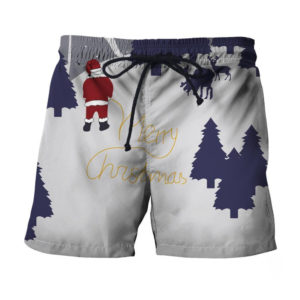 Santa And Deer Merry Christmas All Over Printed 3D Shirt - Short Pant - White