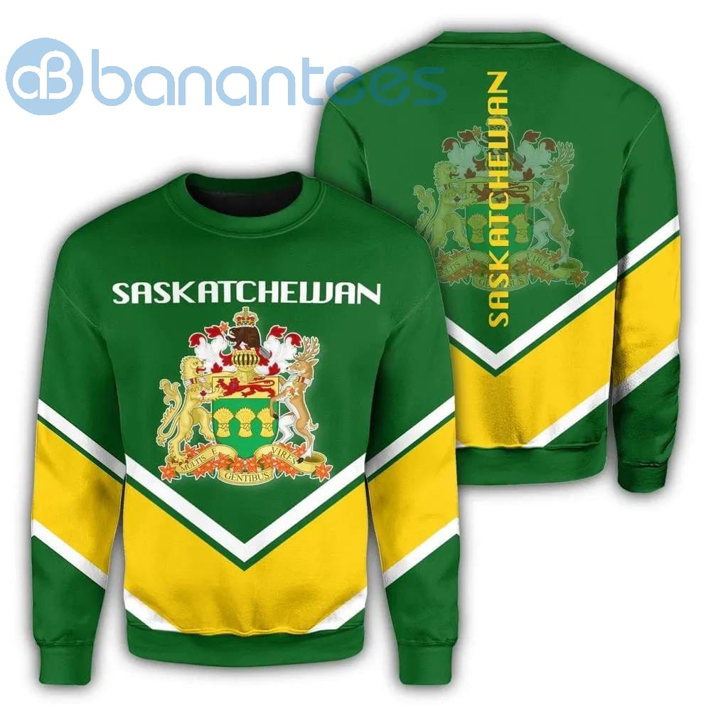 Saskatchewan Coat Of Arms Lucian Style Green All Over Printed 3D Sweatshirt