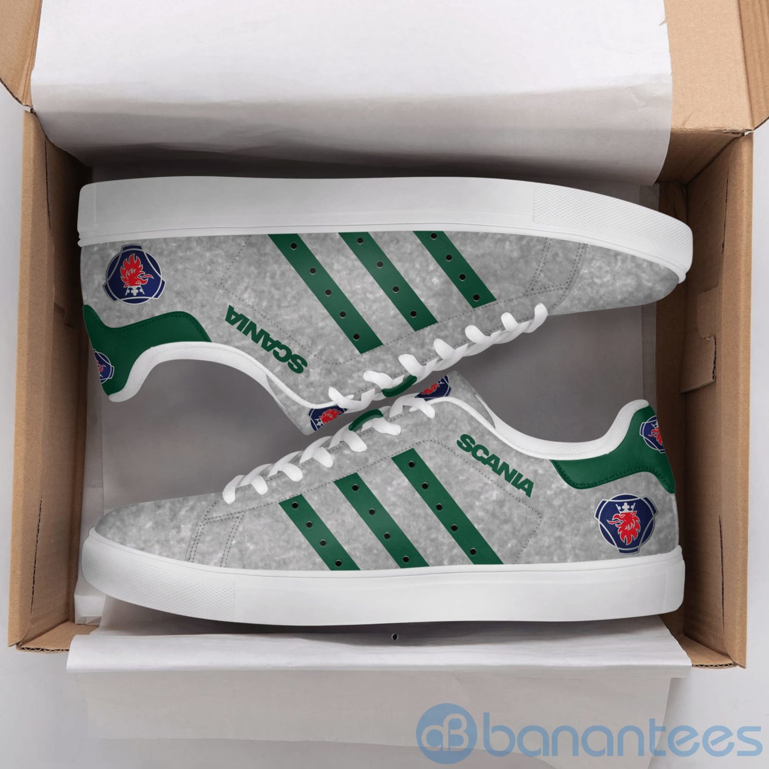 Scania Ab Green Striped Low Top Skate Shoes