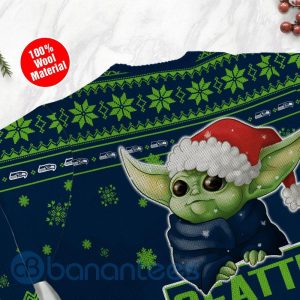 Seattle Seahawks Cute Baby Yoda Grogu Ugly Christmas 3D Sweater Product Photo