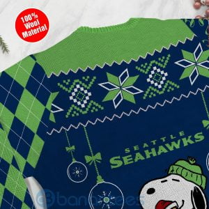Seattle Seahawks Funny Charlie Brown Peanuts Snoopy Ugly Christmas 3D Sweater Product Photo