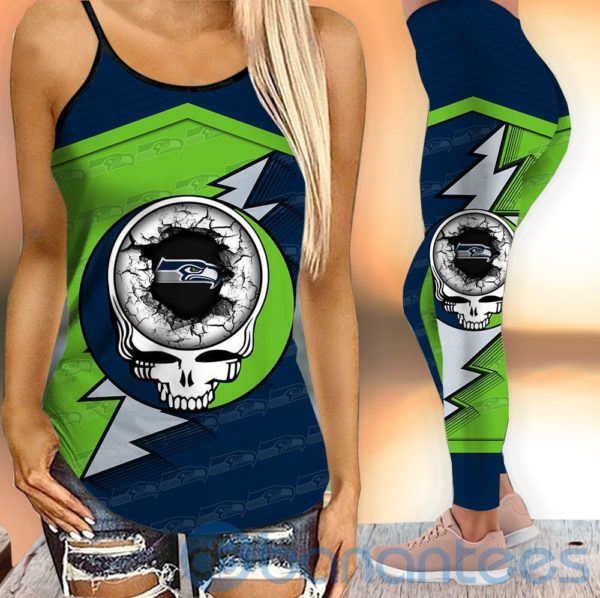 Seattle Seahawks Leggings And Criss Cross Tank Top For Women Product Photo