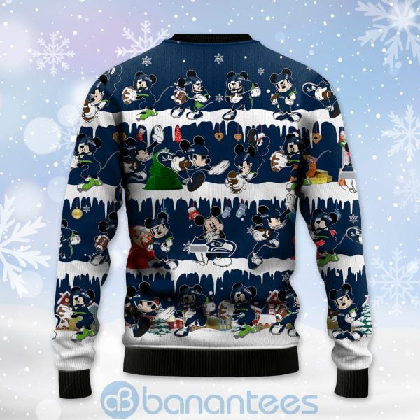 Seattle Seahawks Mickey American Football Ugly Christmas 3D Sweater Product Photo