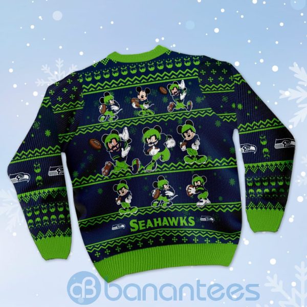 Seattle Seahawks Mickey Mouse Ugly Christmas 3D Sweater Product Photo