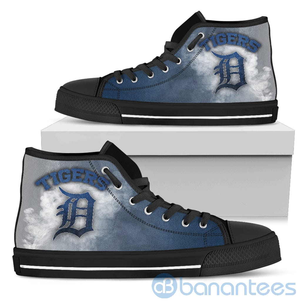 Simple Style White Smoke Detroit Tigers High Top Shoes