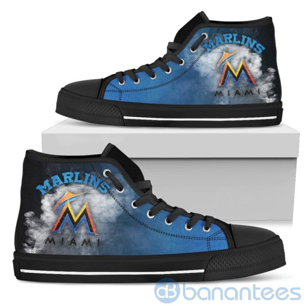 Simple Style White Smoke Miami Marlins High Top Shoes Product Photo
