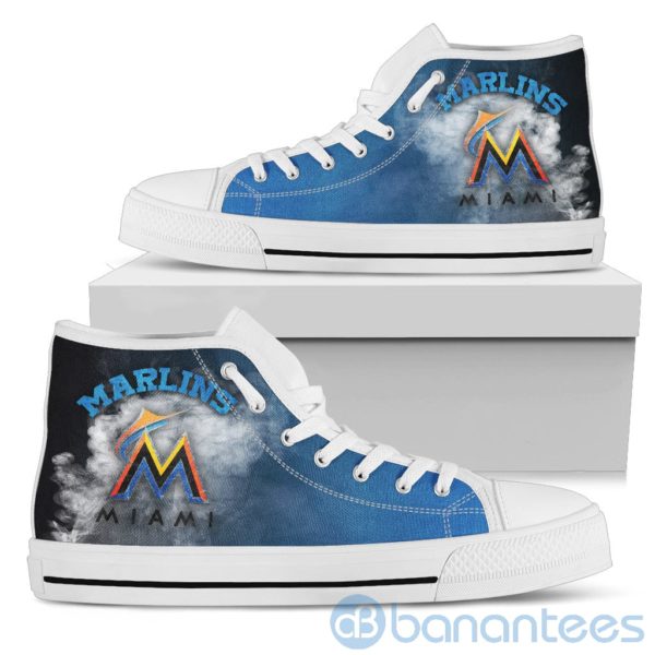Simple Style White Smoke Miami Marlins High Top Shoes Product Photo
