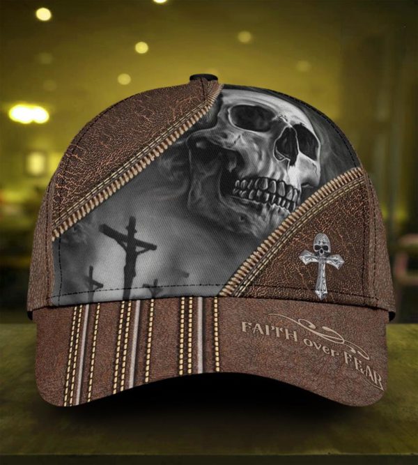 Skull Faith Over Fear All Over Printed 3D Cap Product Photo
