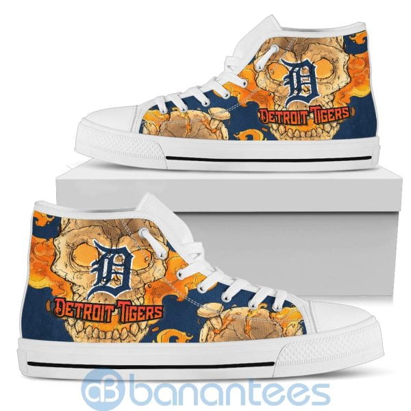Skull Style Detroit Tigers High Top Shoes Product Photo