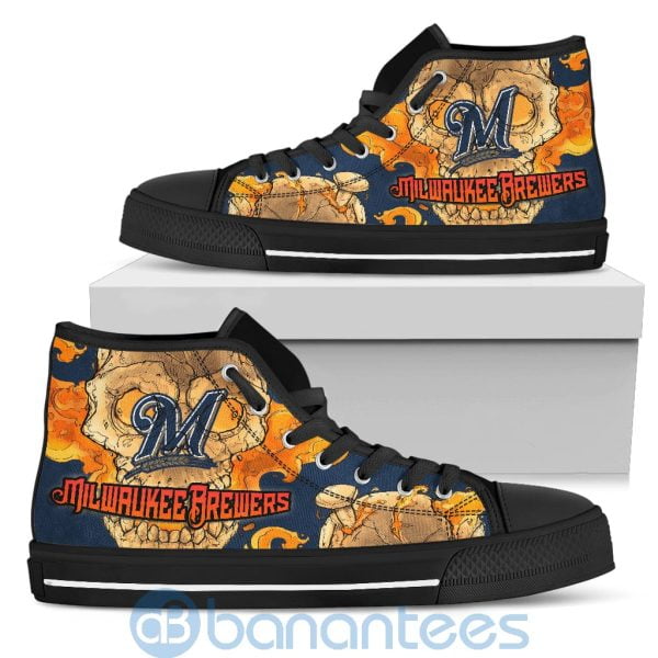Skull Style Milwaukee Brewers High Top Shoes Product Photo