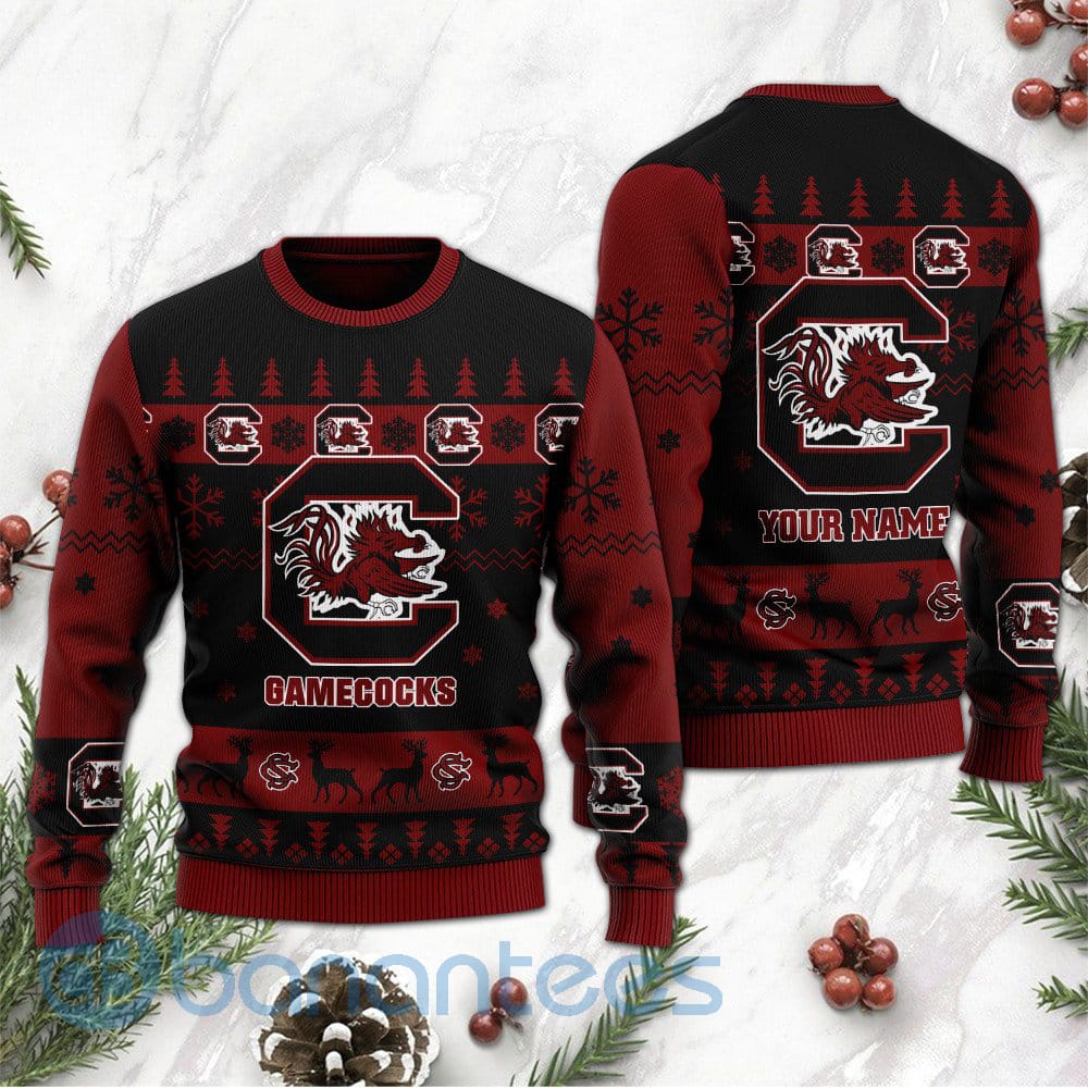 South Carolina Gamecocks Custom Name Ugly Christmas 3D Sweater