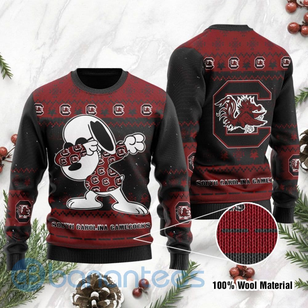 South Carolina Gamecocks Snoopy Dabbing Ugly Christmas 3D Sweater