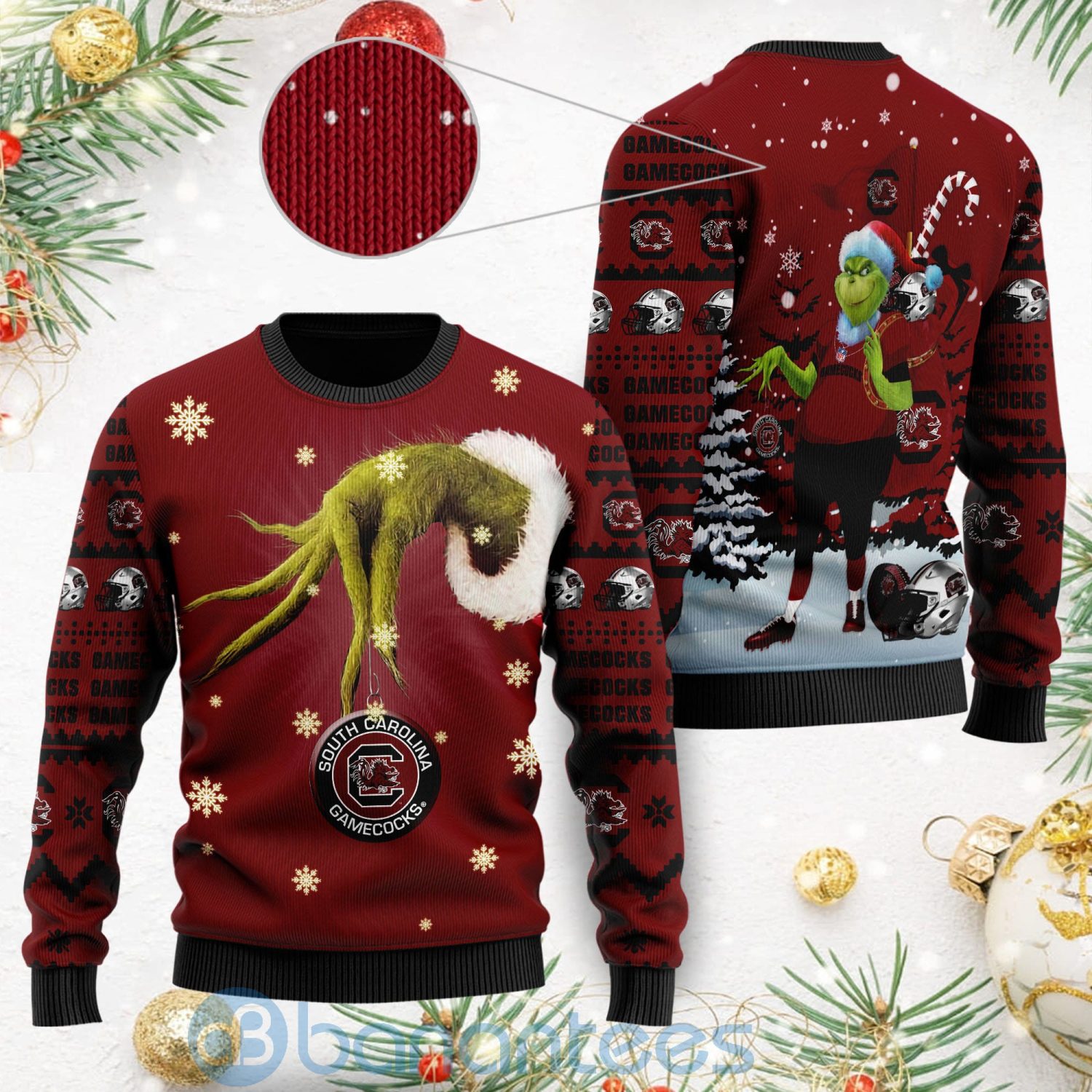 South Carolina Gamecocks Team Grinch Ugly Christmas 3D Sweater