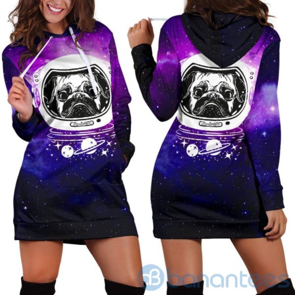 Space Pug Hoodie Dress For Women Product Photo