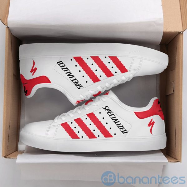 Specialized Bicycle Red Striped White Low Top Skate Shoes Product Photo
