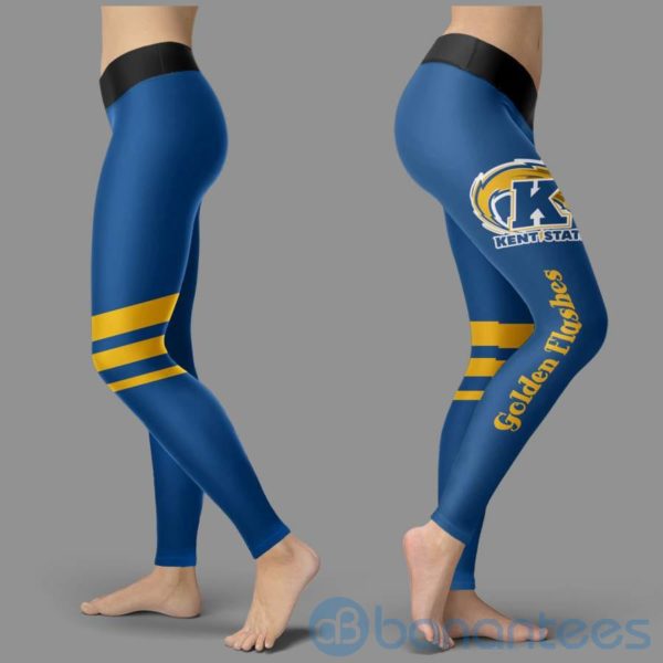Striped Styple Kent State Golden Flashes Leggings For Women Product Photo