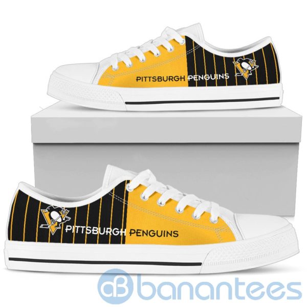 Stripes style For Fans Pittsburgh Penguins Fans Low Top Shoes Product Photo