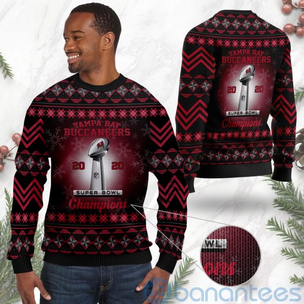 Tampa Bay Buccaneers Super Bowl Champions Cup Ugly Christmas 3D Sweater Product Photo