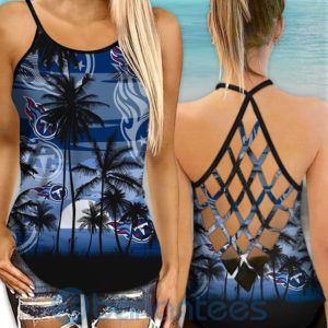 Tennessee Titans Sunset Leggings And Criss Cross Tank Top For Women Product Photo