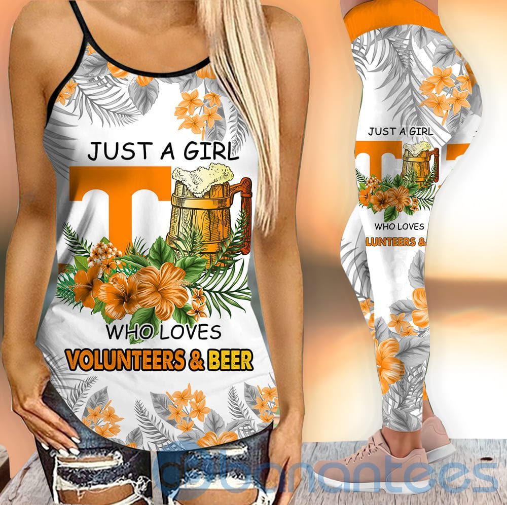 Tennessee Volunteers Girl Leggings And Criss Cross Tank Top For Women