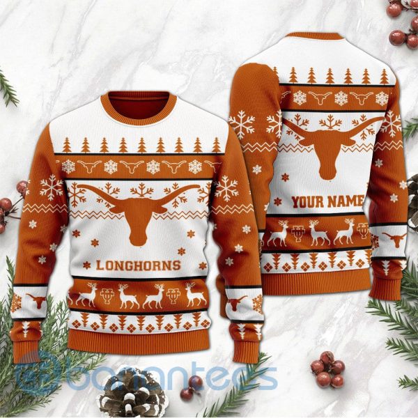 Texas Longhorns Custom Name Personalized Ugly Christmas 3D Sweater Product Photo