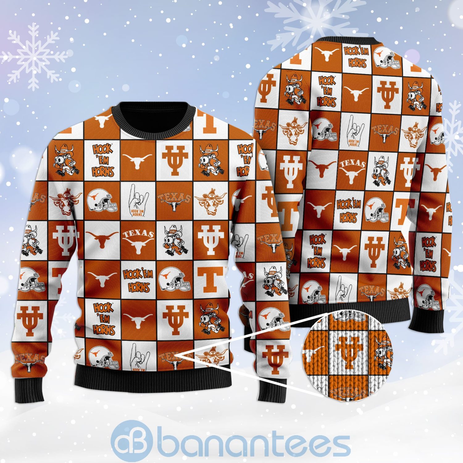 Texas Longhorns Football Team Logo Ugly Christmas 3D Sweater