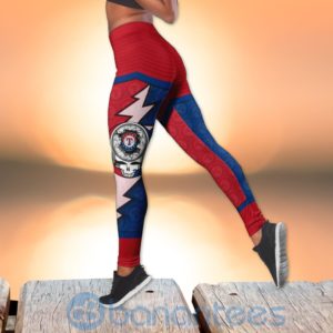 Texas Rangers Leggings And Criss Cross Tank Top For Women Product Photo