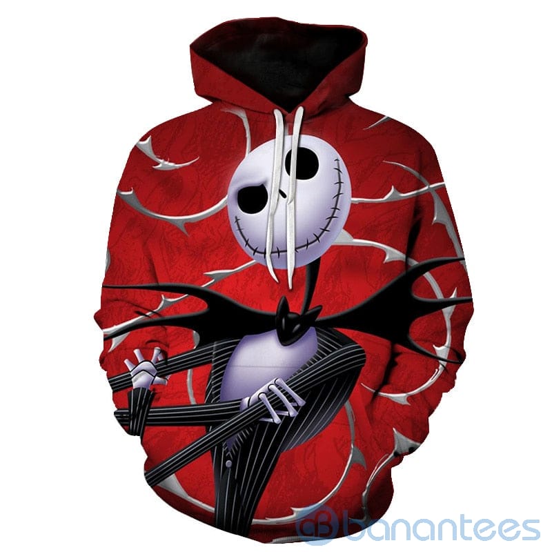 The Nightmare Before Christmas Jack And Sally Skellington Red All Over Printed 3D Hoodie