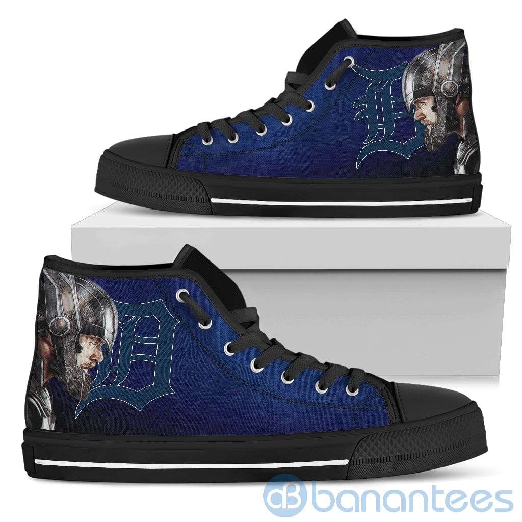 Thor Head With Logo Of Detroit Tigers High Top Shoes