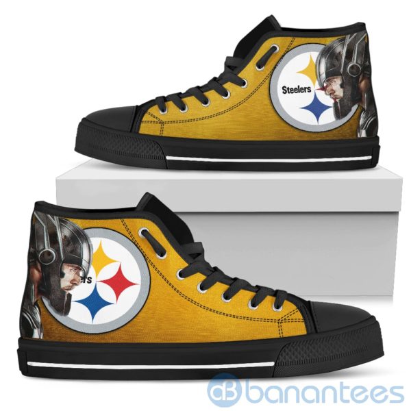 Thor Head With Logo Of Pittsburgh Steelers High Top Shoes Product Photo