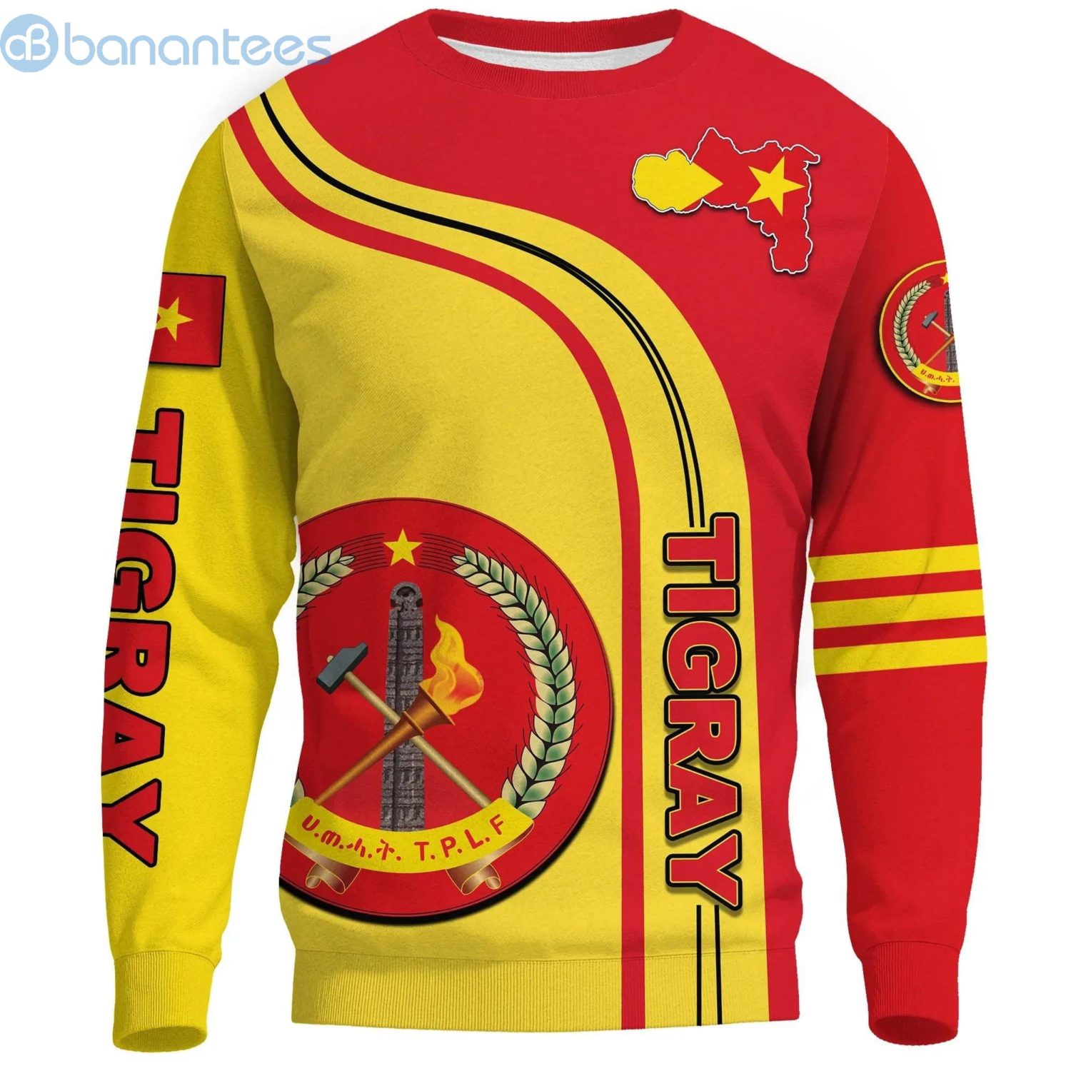 Tigray In Me Soul Red And Yellow All Over Printed 3D Sweatshirt