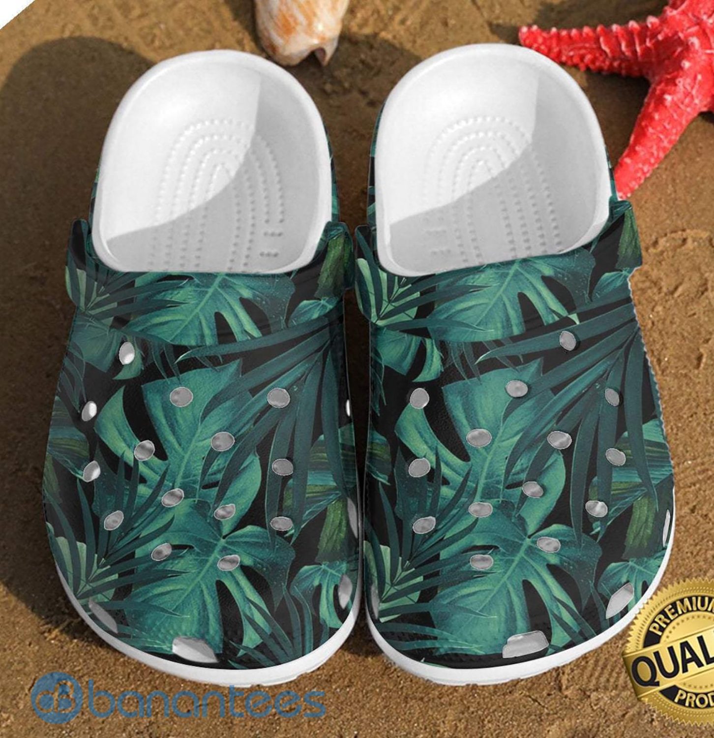 Tropical Leaves All Over Printed Clog Shoes For Men And Women