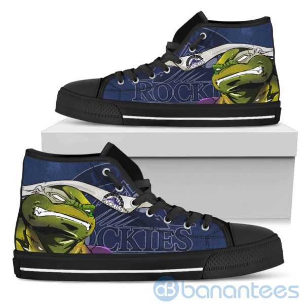 Ugly Tutle And Logo Of Colorado Rockies Ninja High Top Shoes Product Photo