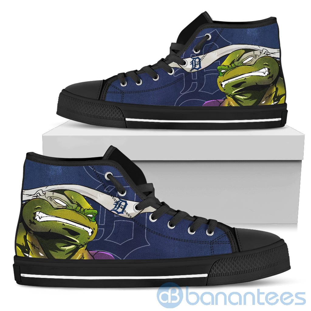 Ugly Tutle And Logo Of Detroit Tigers Ninja High Top Shoes