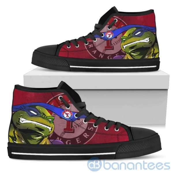 Ugly Tutle And Logo Of Texas Rangers Ninja High Top Shoes Product Photo