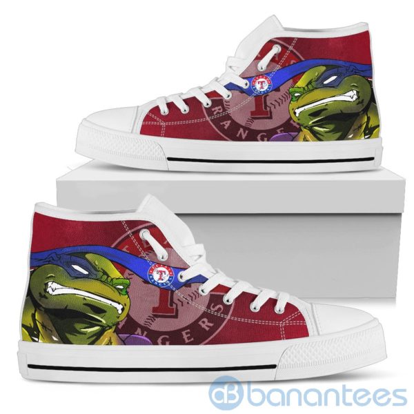 Ugly Tutle And Logo Of Texas Rangers Ninja High Top Shoes Product Photo